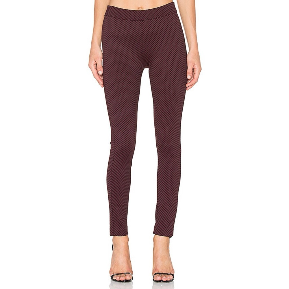 Theory Adbelle K Claymont Black And Burgundy Pants Leggings